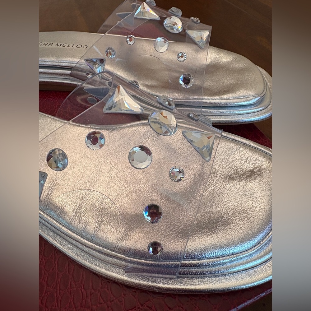 Tamara Mellon Silver Sandals with Metallic Finish - Picture 3 of 14